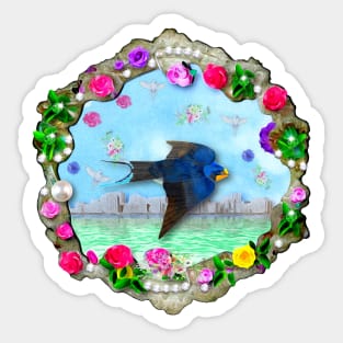 Blue Bird. Victorian Style Sticker